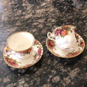 Two Royal Albert tea cups and saucers